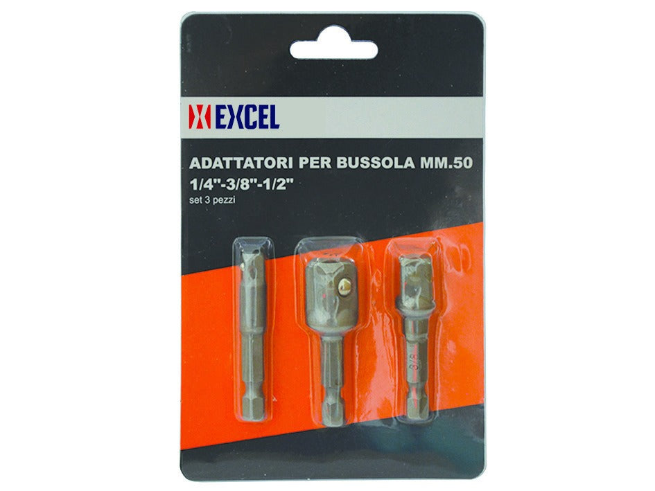 INSERTI ADATTATORI PER BUSSOLA MM.50 1/4 - 3/8 - 1/2 SET PEZZI 3