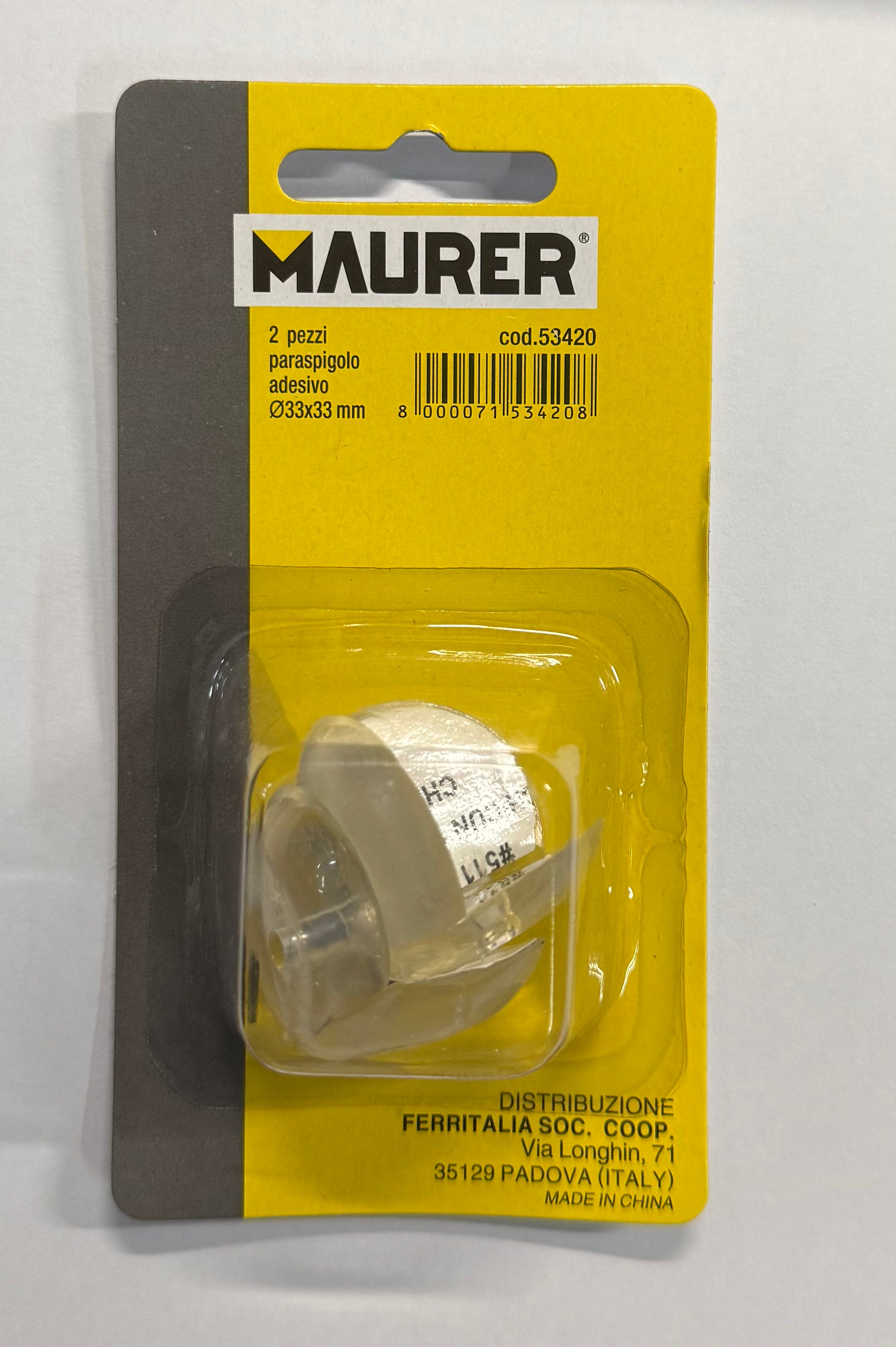 MAURER PARASPIGOLO ANGOLARE SILICONICO TRASPARENTE 33X33MM PZ2